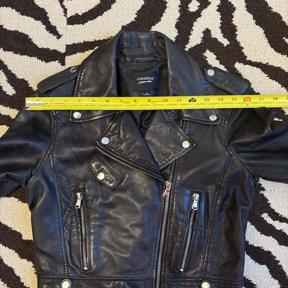 Lamarque Vintage Black Leather Biker Jacket - Picture 8 of 9
